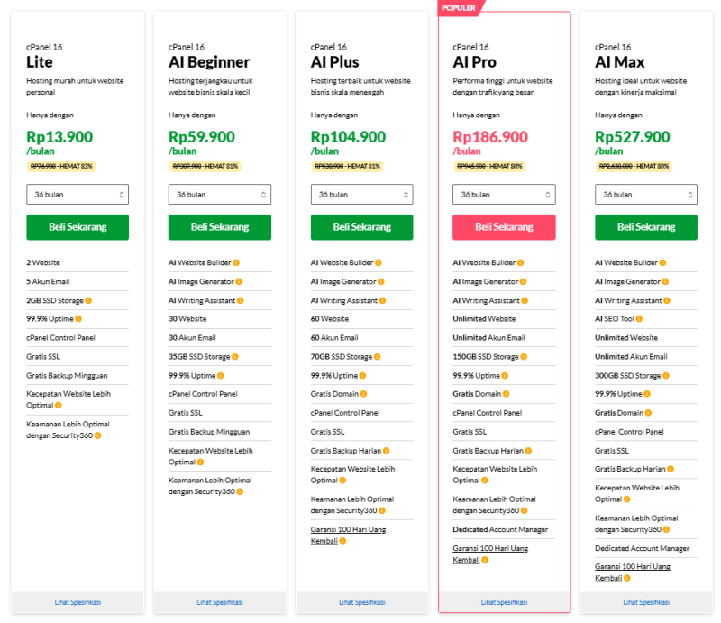 Paket shared hosting terbaik dan murah dari Exabytes untuk website profesional