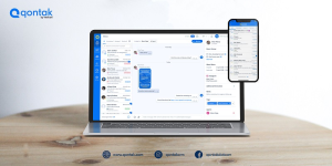 Tampilan dashboard omnichannel CRM Mekari Qontak yang menyatukan pesan WhatsApp, Instagram, dan Email.