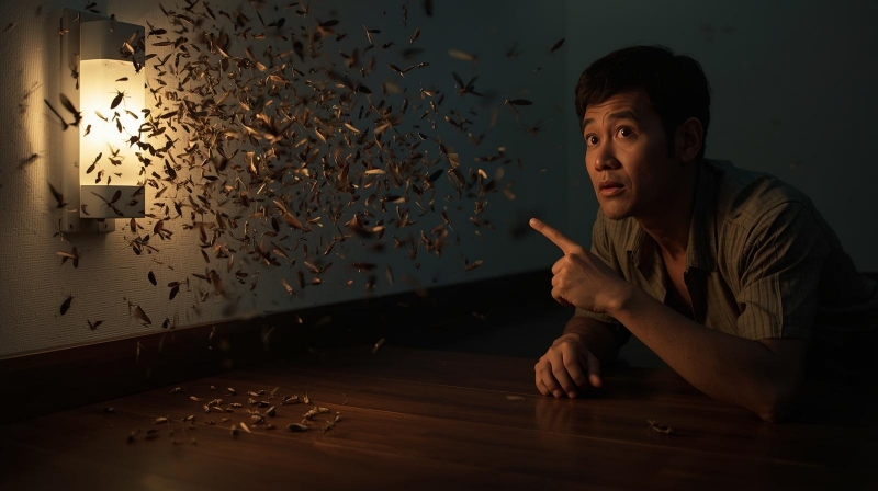 Pemilik rumah yang khawatir melihat sekumpulan laron mengerubungi lampu sebagai pertanda sarang rayap