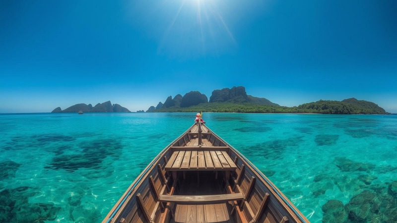Pemandangan gugusan pulau dan laut biru yang indah untuk relaksasi dari rutinitas.
