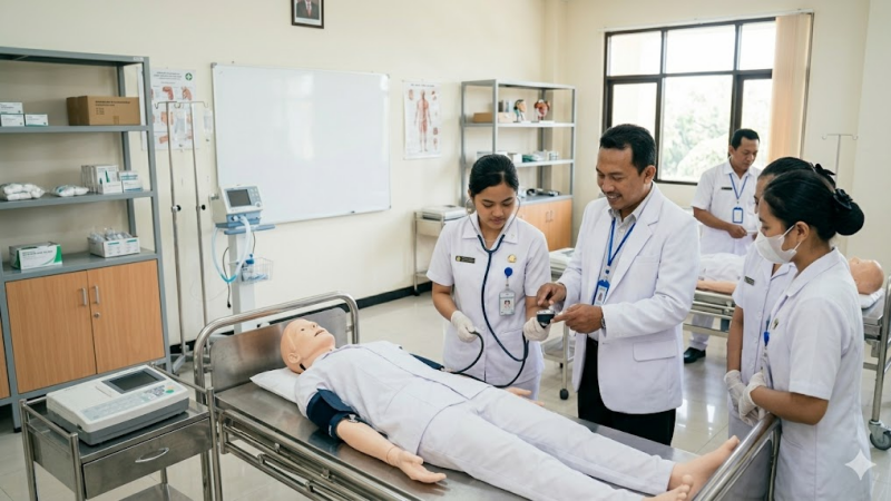 kampus keperawatan dengan fasilitas praktik klinik dan laboratorium