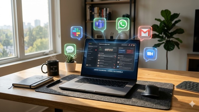 Ilustrasi dashboard sistem omnichat untuk bisnis online.