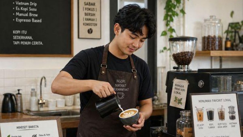 Tim kedai kopi merencanakan branding dan pemasaran